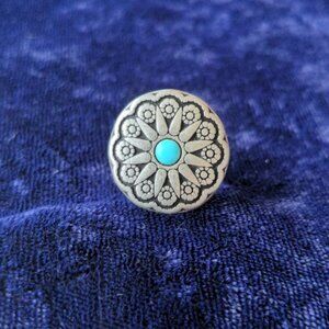 New size 625 Southwestern ring with blue turquoise like enamel
